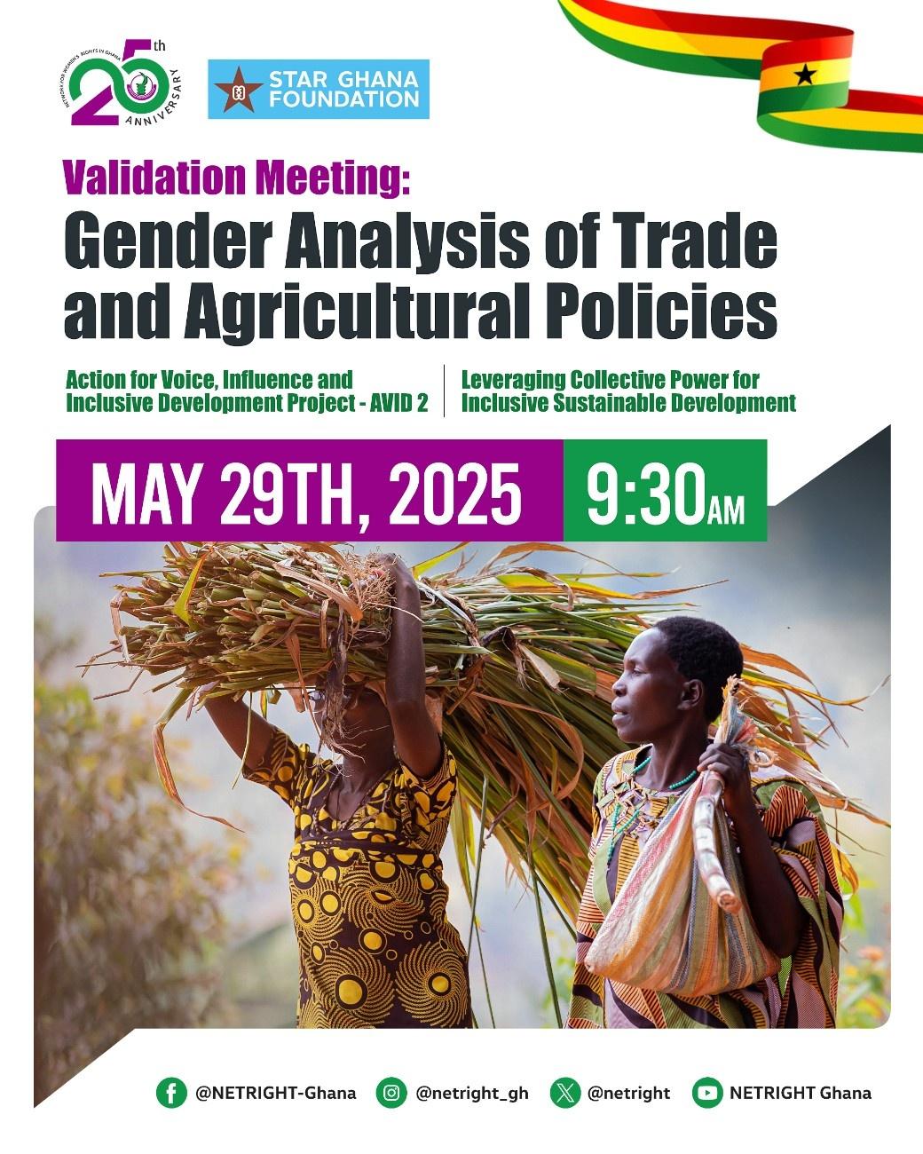 National Validation Meeting on the Gender Analysis of Trade and Agricultural Policies poster